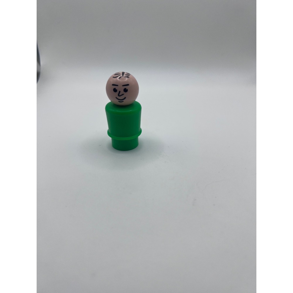 Vintage Fisher Price Little People Dad Figure Green‎ Body Stamper Hair Plastic
